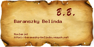 Baranszky Belinda névjegykártya